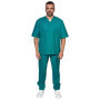 Uniforme Hospitalier Unisexe en Coton Vert avec Pantalon Col en V - Taille XL