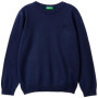 Pull Garçon Col Rond United Colors of Benetton en Coton Bleu