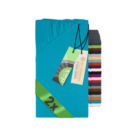 Lot de 2 Draps-housses Turquoise pour Berceau Emily's Check