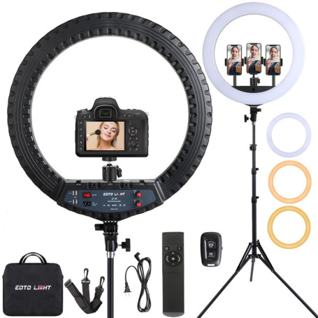 EOTO LIGHT Anneau Lumineux LED 21 Pouces avec Trépied et Télécommande pour Vidéo et Maquillage