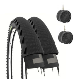 Pack de 2 Pneus Demi Slick 26" x 1,95" avec Chambres à Air - ECOVELO