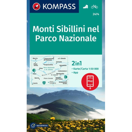 Carte de randonnée Monti Sibillini - KOMPASS