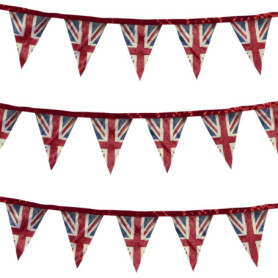 Guirlande de Fanions Union Jack Vintage - 3 mètres en Tissu Satiné