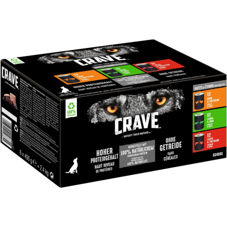 Crave Nourriture Humide pour Chien Adulte - Pâté 6 x 400g, Protéines Naturelles