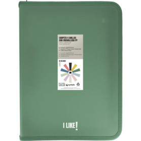 Classeur à Anneaux A4+ avec Fermeture Éclair - Grafoplás Vert Foncé