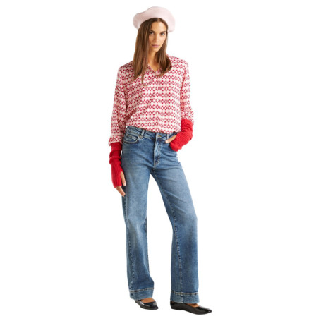 Pantalon Évasé Femme en Denim Bleu - United Colors of Benetton