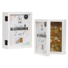 Tirelire Cadre Photo 2 en 1 Blanc Design Élégant
