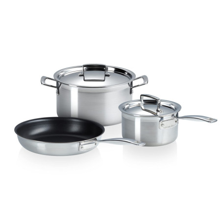Set de Casseroles Inox 3 Pièces Le Creuset - Poêle et Casseroles Anti-Adhésives