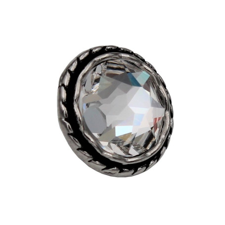 Lot de 3 boutons en métal argenté avec cristal Swarovski - Hartmann-Knöpfe