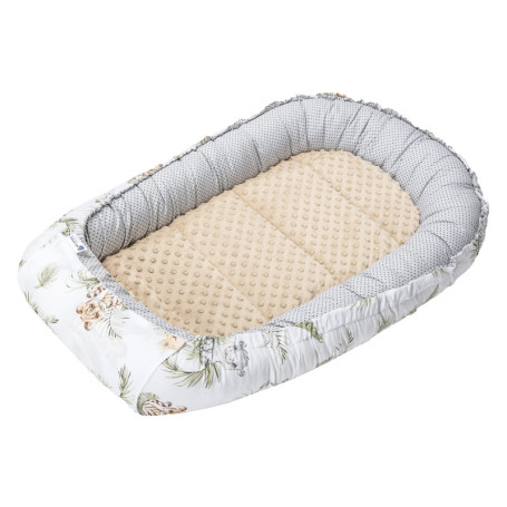 Cocon Réducteur de Lit Bébé 100% Coton Minky - Safari Beige