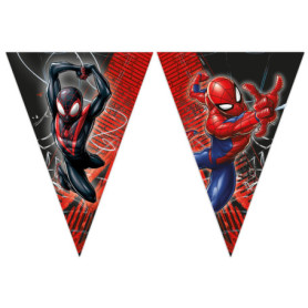Bannière triangulaire Spiderman en papier FSC - 9 drapeaux colorés