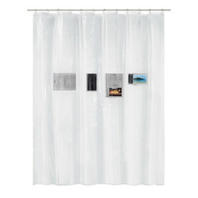 Rideau de Douche Transparent avec Poches Tactiles - 180 x 200 cm