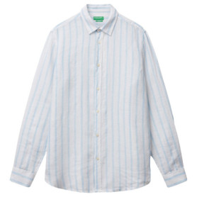 Chemise en Lin Rayée Blanc pour Homme - United Colors of Benetton