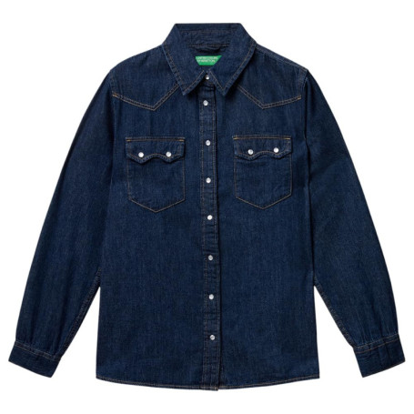 Chemise Western en Coton Bleu pour Femmes - United Colors of Benetton