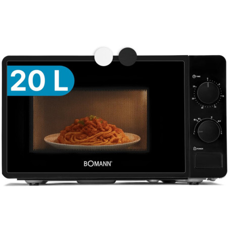 Micro-ondes Bomann 20L Noir avec Minuterie et Éclairage