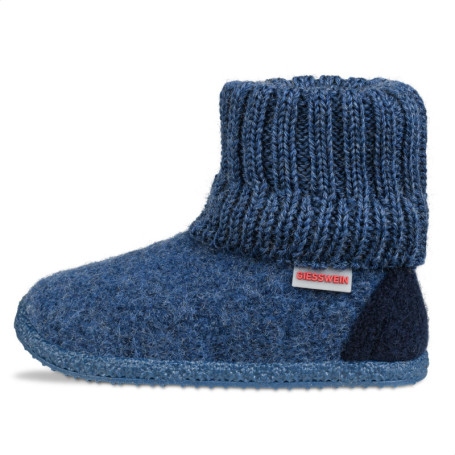 Chaussons en Laine Giesswein Kramsach Kids Capri Bleu pour Enfants