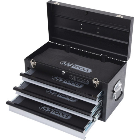 Coffre à outils en métal noir avec 3 tiroirs - KS TOOLS