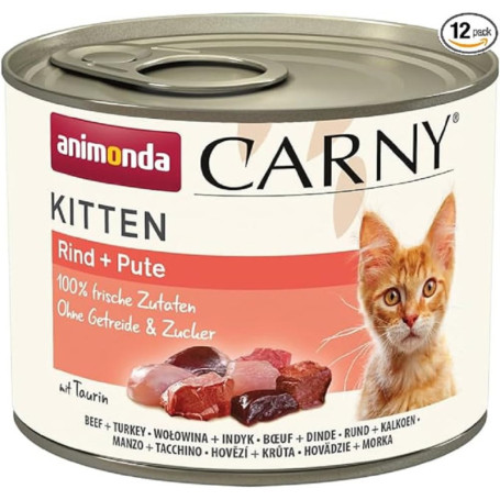 Animonda Carny Nourriture Humide pour Chatons au Bœuf et Dinde - 12 x 200 g 37,19 €