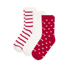 Lot de 3 Chaussettes Enfant Petit Bateau Imprimées Cœurs