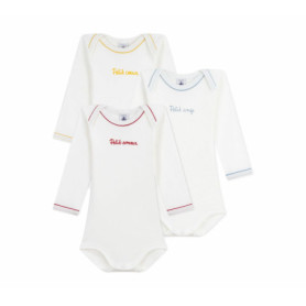 Lot de 3 bodies manches longues en coton pour bébé - Petit Bateau