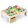 Table de Circuit de Train en Bois VEVOR avec 120 Pièces et Bac de Rangement Pliable