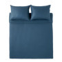 Parure de Lit 3 Pièces en Microfibre Bleu Marine - Housse de Couette 240x220 cm
