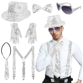 Costume Disco Pailleté pour Homme avec Accessoires - Lot de 6