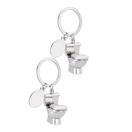 Porte-Clés Toilette en Métal YANGWEN - Mini Siège WC Humoristique