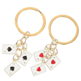 Porte-clés Poker Métallique YANGWEN - 2 Pièces en Acier Inoxydable