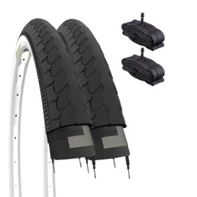 Lot de 2 Pneus 26 x 1 3/8 BianCONERI avec Chambres à Air pour Vélo