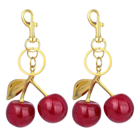 Porte-Clés Cerise Élégant - Set de 2 Accessoires Mode pour Femme