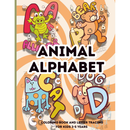 Livre de Coloriage Alphabet Animal et Tracé de Lettres pour Enfants 3-5 Ans