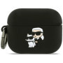 Coque en Silicone Karl Lagerfeld pour AirPods Pro 3 - Motif Tête et Chaupette Noir