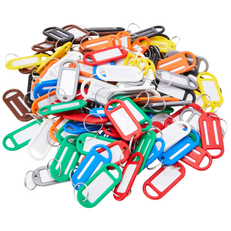 Porte-clés étiquettes multicolores - Paquet de 100 pour identification