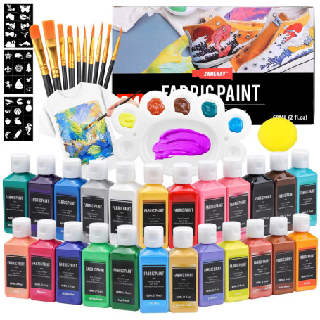 Bateya Teinture Textile Lavable - 24 Couleurs 60 ml pour Créations Artistiques