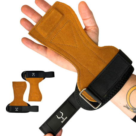 Bullstep Manique Crossfit en Cuir - Gants de Musculation avec Protection Poignet