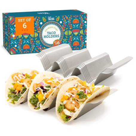 Lot de 6 Supports à Tacos en Acier Inoxydable - Chef Tacos