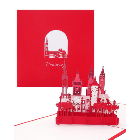 Carte Pop-Up Fribourg - Souvenir 3D avec Enveloppe