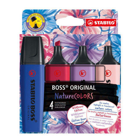 Surligneur STABILO BOSS ORIGINAL NatureCOLORS - Édition Wildflower x 4