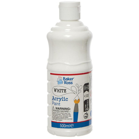 Peinture Acrylique Blanche 500 ml - Baker Ross pour Arts Plastiques