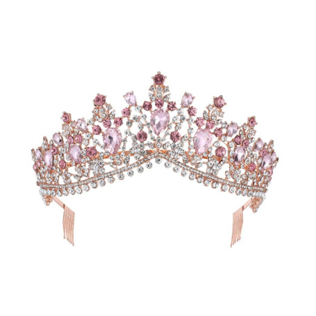 Diadème en Cristal et Strass Dorés pour Femme - Bijou de Tête Élégant