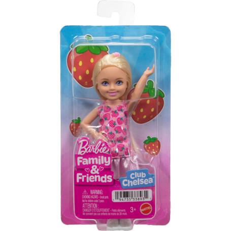Barbie Poupée Chelsea Famille et Amis 15 cm - Robe Fraises Amovible