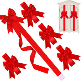 Ensemble de 9 Noeuds de Ruban Rouges pour Décorations de Noël
