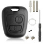 Coque de Clé de Voiture Compatible Peugeot et Citroën - 2 Boutons Noir