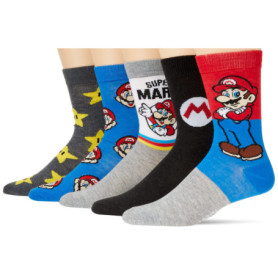 Lot de 5 Paires de Chaussettes Mario Décontractées pour Homme - Gris et Multicolore