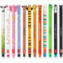 Lot de 12 Stylos Gel Effaçables Animaux Multicolores - 0,7 mm