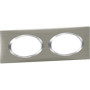Plaque murale Legrand Dooxie 2 postes en inox brossé avec bague chrome