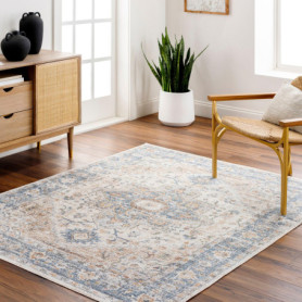 Tapis Vintage Ethnique Lavable - 160x213 cm - Marron et Gris - Livabliss