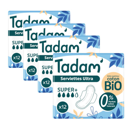 Serviettes Hygiéniques Ultra Fines TADAM - Coton Bio, Confort Jour et Nuit