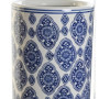 Porte-Parapluie Rond en Porcelaine avec Décoration Arabesque Bleue et Blanche - DRW